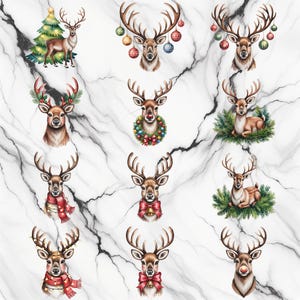 Watercolor Christmas Reindeer PNG Image on transparent background, digital Sticker/Scrappbooking, commercial use, instant digital download