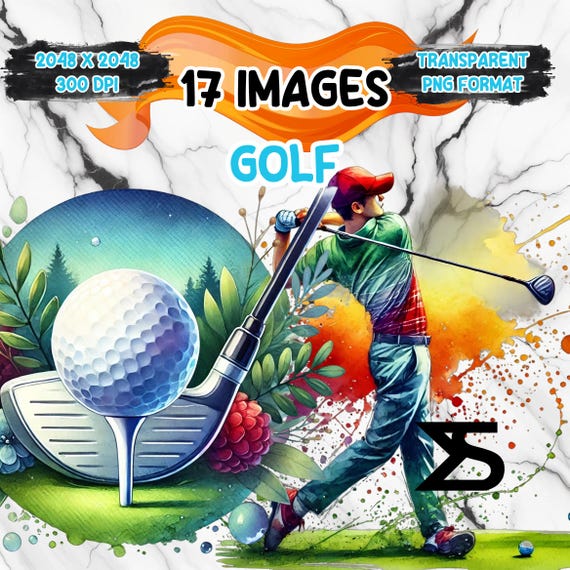 17 Watercolor Golf Clipart , Golf clipart, Clipart bundle, commercial use, digital download, instant download