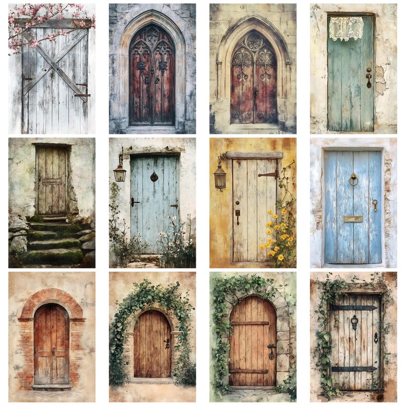 Rustic Vintage Doors Junk Journal Printable Ephemera Collage Papers ...