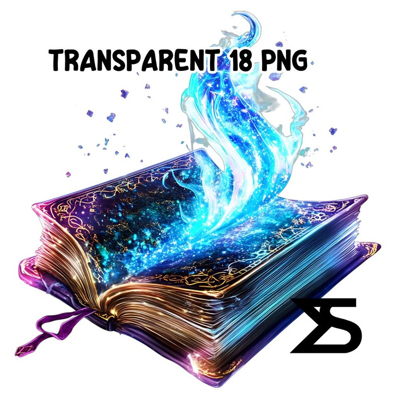 Imagen PNG de libro de hechizos de acuarela sobre fondo transparente, calcomanía digital/álbum de recortes, uso comercial, descarga digital instantánea imagen 8