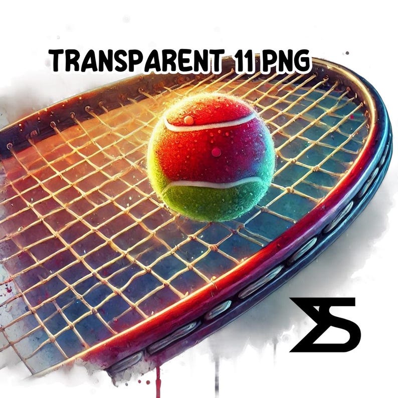 Tennis Racket With Splatter Vector 11 Watercolor Tennis Clipart , Tennis Clipart, Clipart Bundle ...