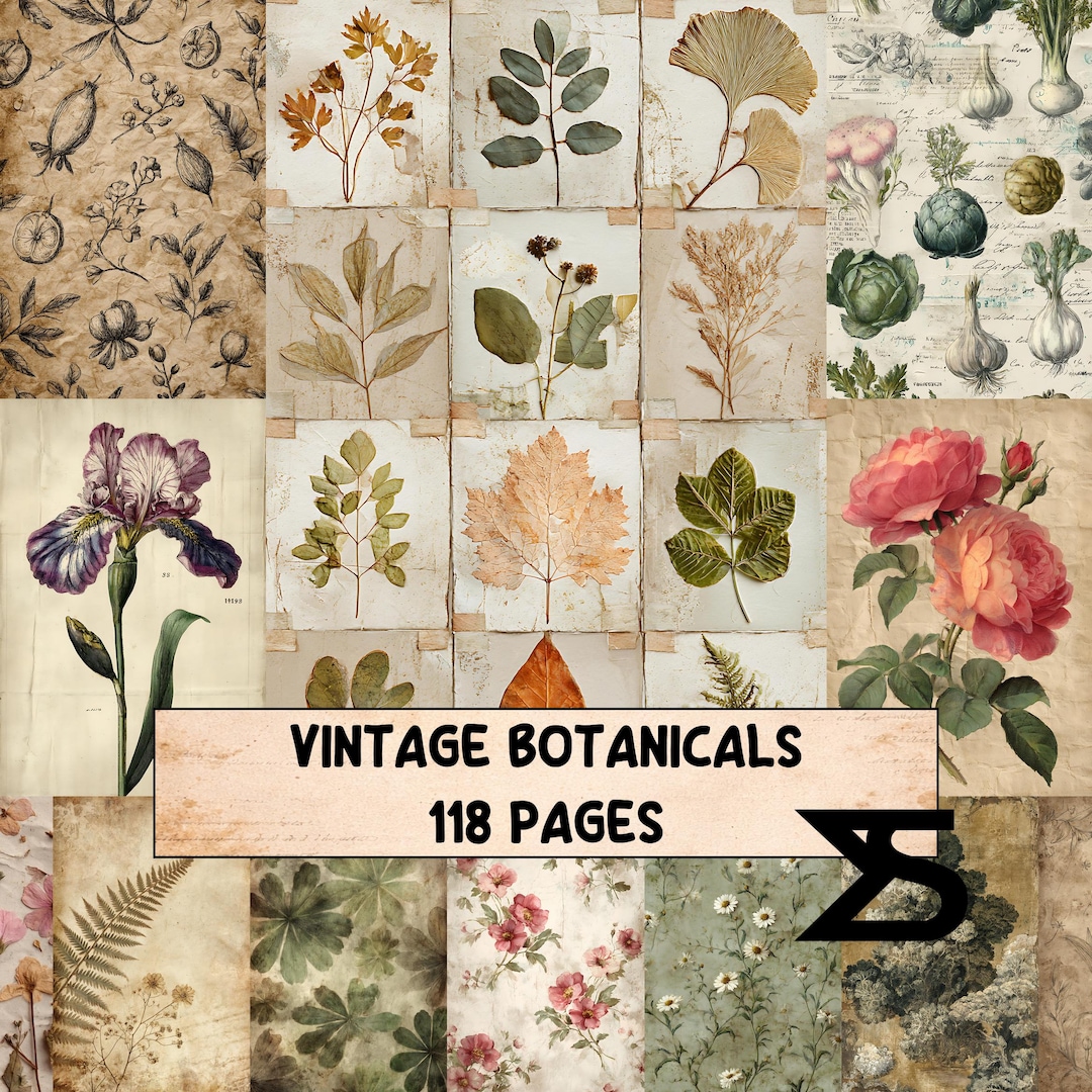 Vintage Botanicals1 Junk Journal Ephemera Kit Botanical Printable ...