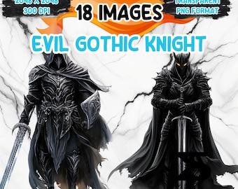 Watercolor Evil Gothic Knight PNG Image on transparent background, digital Sticker/Scrappbooking, commercial use, instant digital download