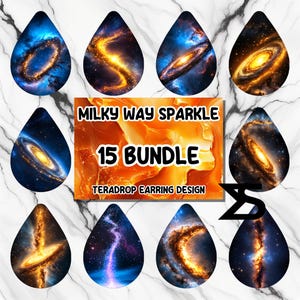 Milky Way Sparkle sublimatie oorbel ontwerpbundel, instant digitale download, commercieel gebruik, druppeloorbel, png PNGEgg
