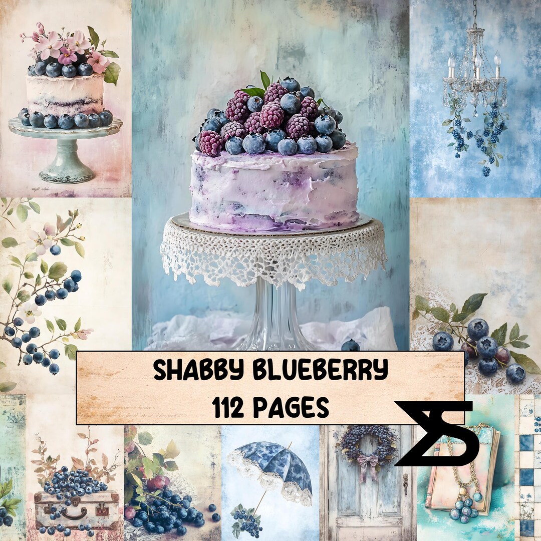 Shabby Blueberry Vintage Junk Journal Kit Shabby Chic Blue Floral ...