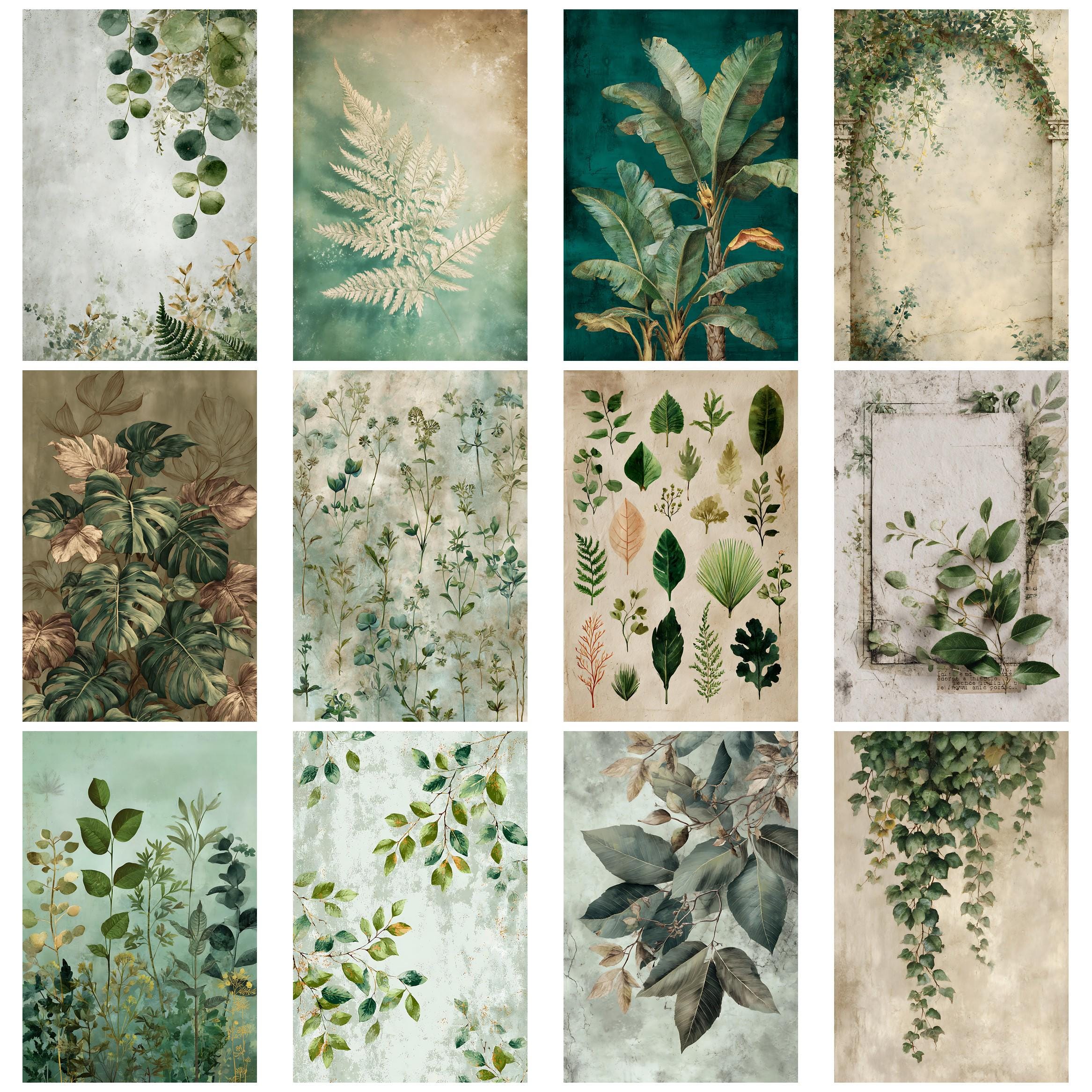 Greenery Botanical Junk Journal Kit Vintage Ephemera Papers Scrapbook ...