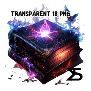 Imagen PNG de libro de hechizos de acuarela sobre fondo transparente, calcomanía digital/álbum de recortes, uso comercial, descarga digital instantánea imagen 5