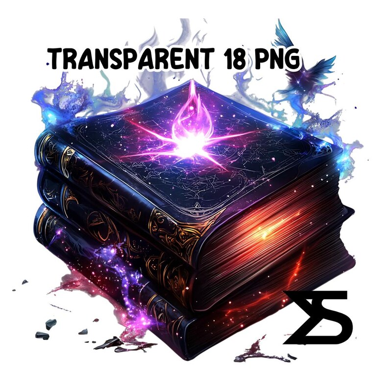 Imagen PNG de libro de hechizos de acuarela sobre fondo transparente, calcomanía digital/álbum de recortes, uso comercial, descarga digital instantánea imagen 5