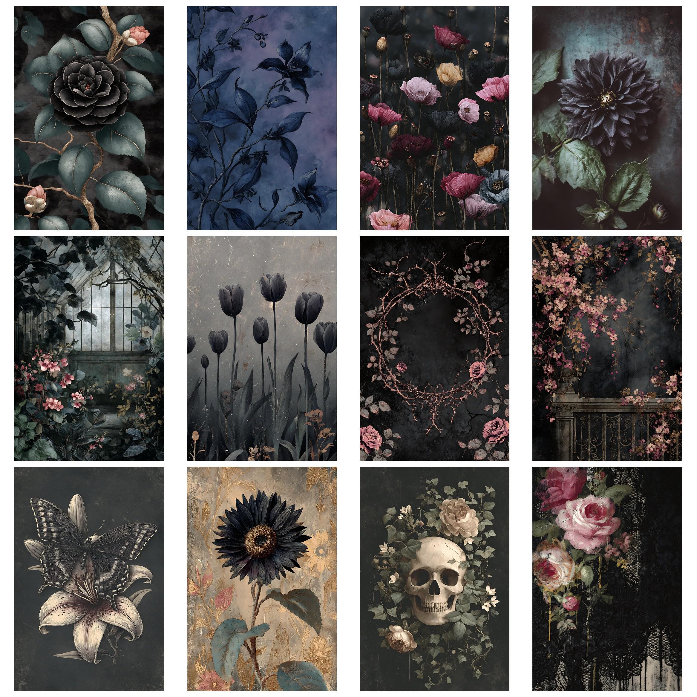 Dark Floral Gothic1 Junk Journal Kit Gothic Ephemera Printable Vintage ...