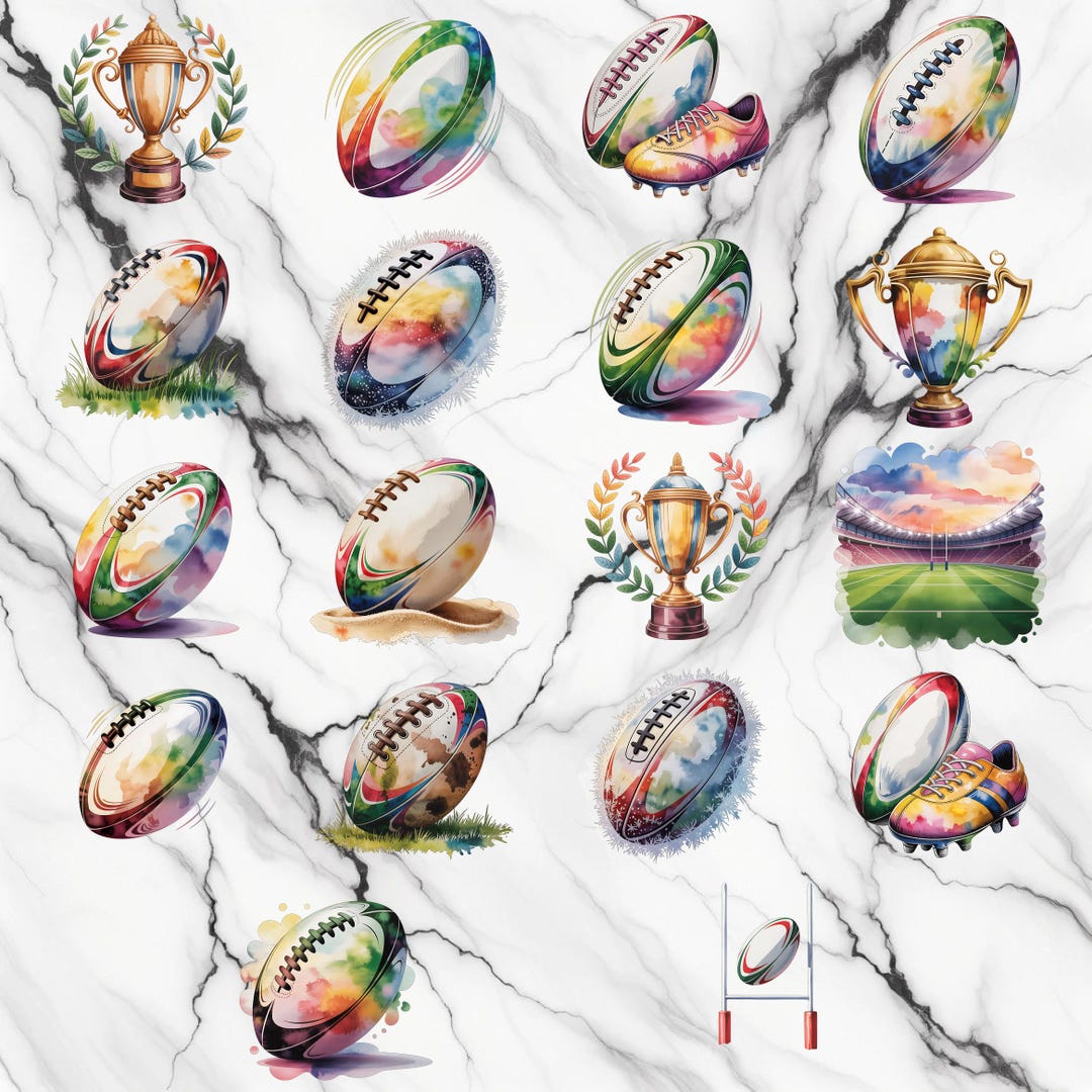 Watercolour Rugby Svg Watercolor Rugby PNG Image on Transparent Background, Digital Sticker ...