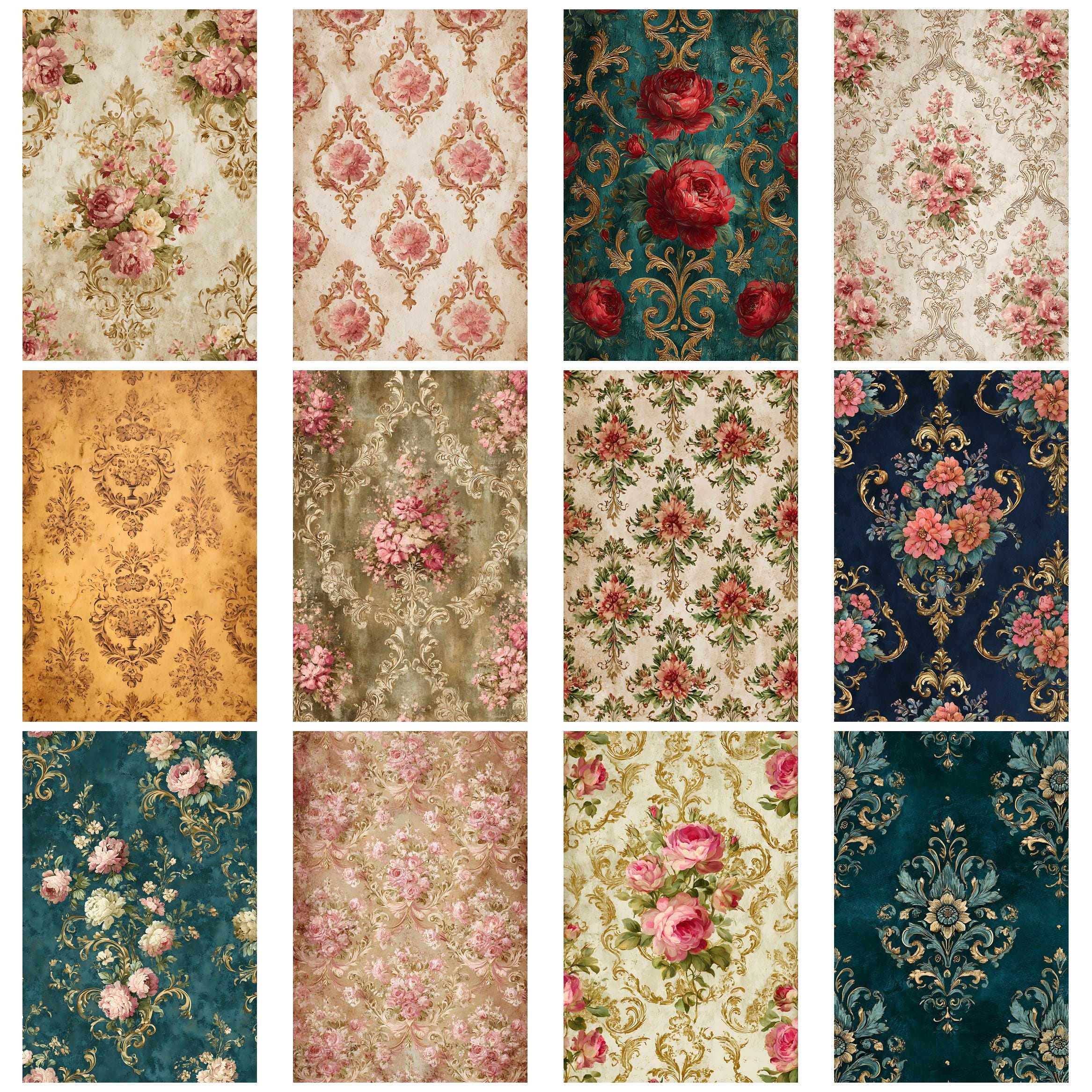 Victorian Floral Damask1 Vintage Junk Journal Kit Printable Papers ...