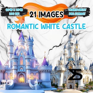 Aquarel romantisch wit kasteel png-afbeelding op transparante achtergrond, digitale sticker/scrapbooking, commercieel gebruik,