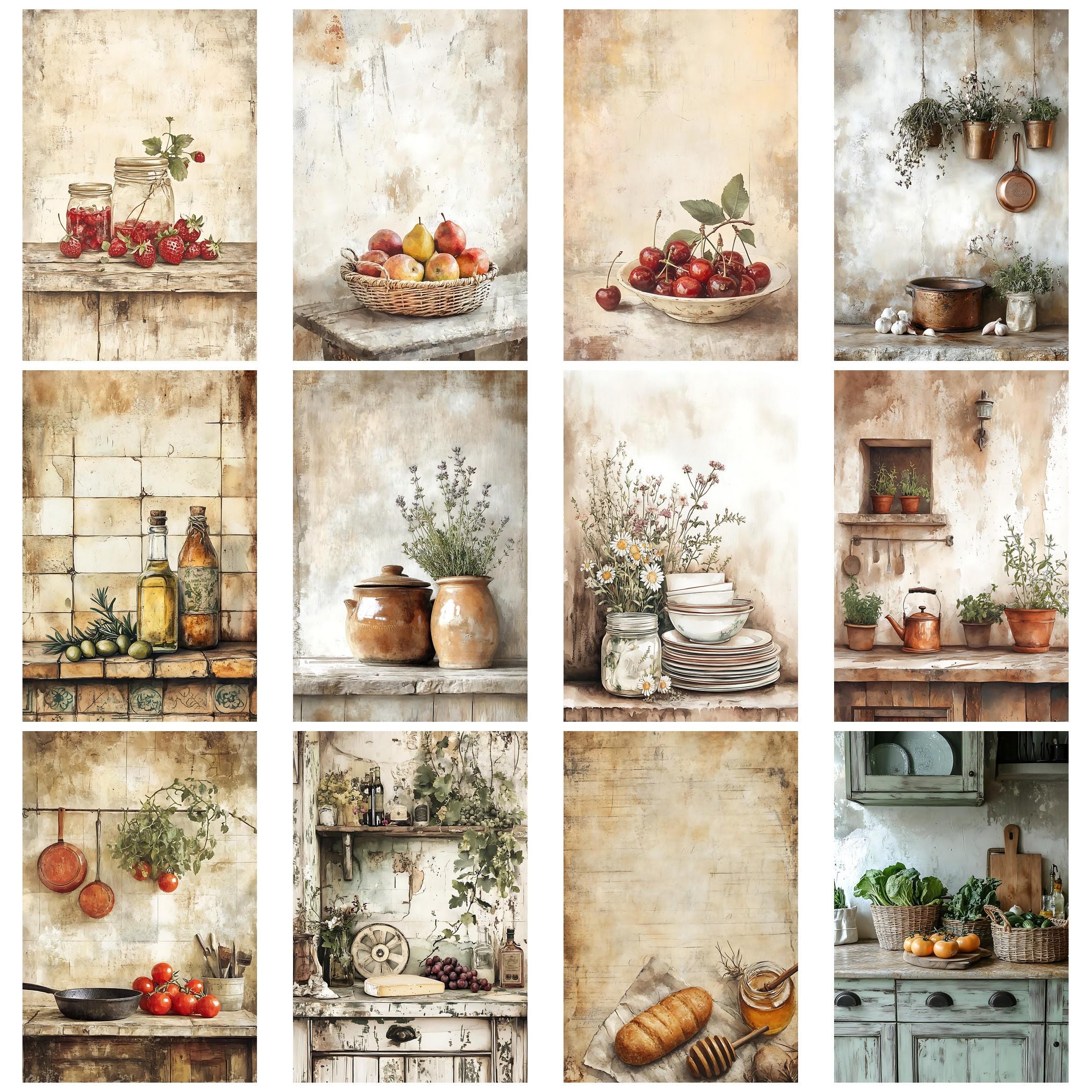 French Country Kitchen Vintage Junk Journal Ephemera Kit Farmhouse ...