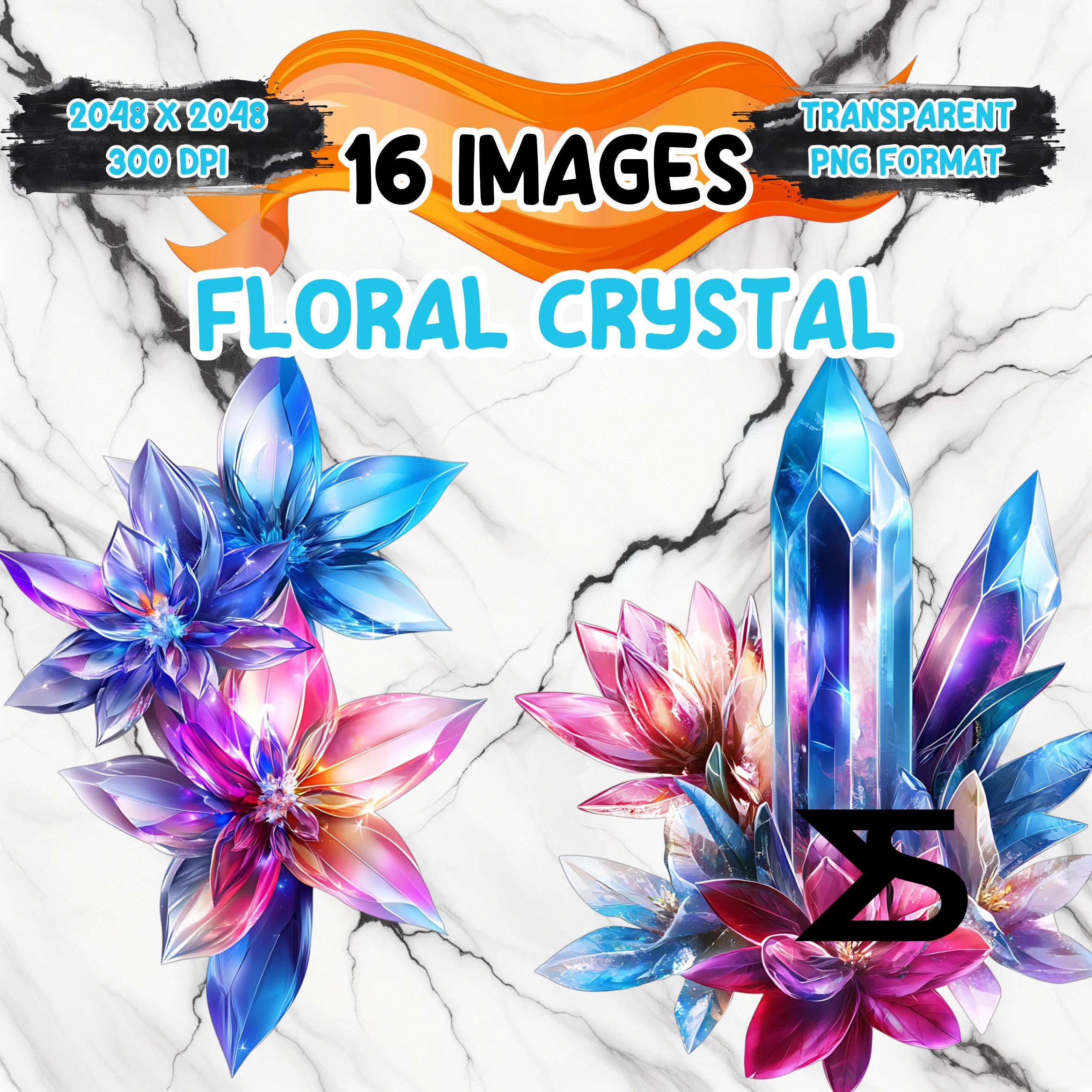 Watercolor Floral Crystal PNG Image on transparent background, digital Sticker/Scrappbooking, commercial use, instant digital download
