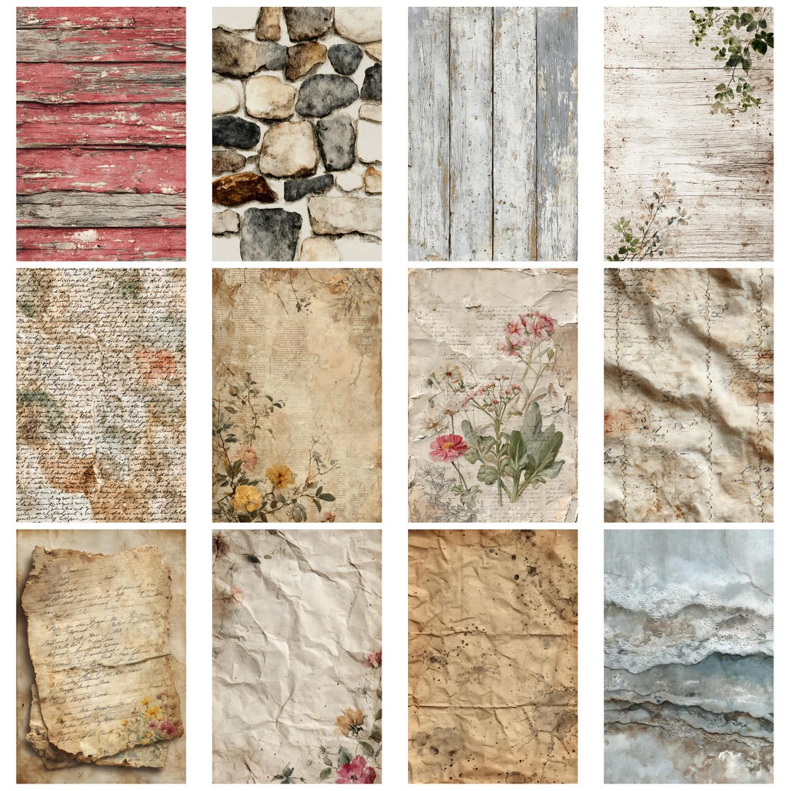 Rustic Farmhouse Vintage Junk Journal Kit for Collage Ephemera and Aged ...