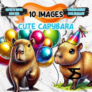 10 Watercolor cute Capybara Clipart , Capybara Clipart bundle, commercial use, digital download, instant download