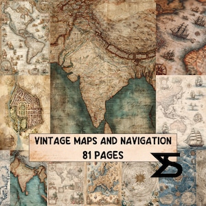 Vintage Maps And Navigation vintage map ephemera kit nautical charts printable collage papers for junk journals scrapbooking travel art