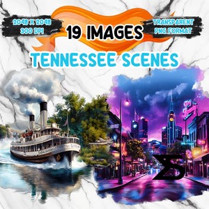 Aquarel Tennessee scènes PNG-afbeelding, Tennessee clipart bundel, commercieel gebruik, digitale download, instant download