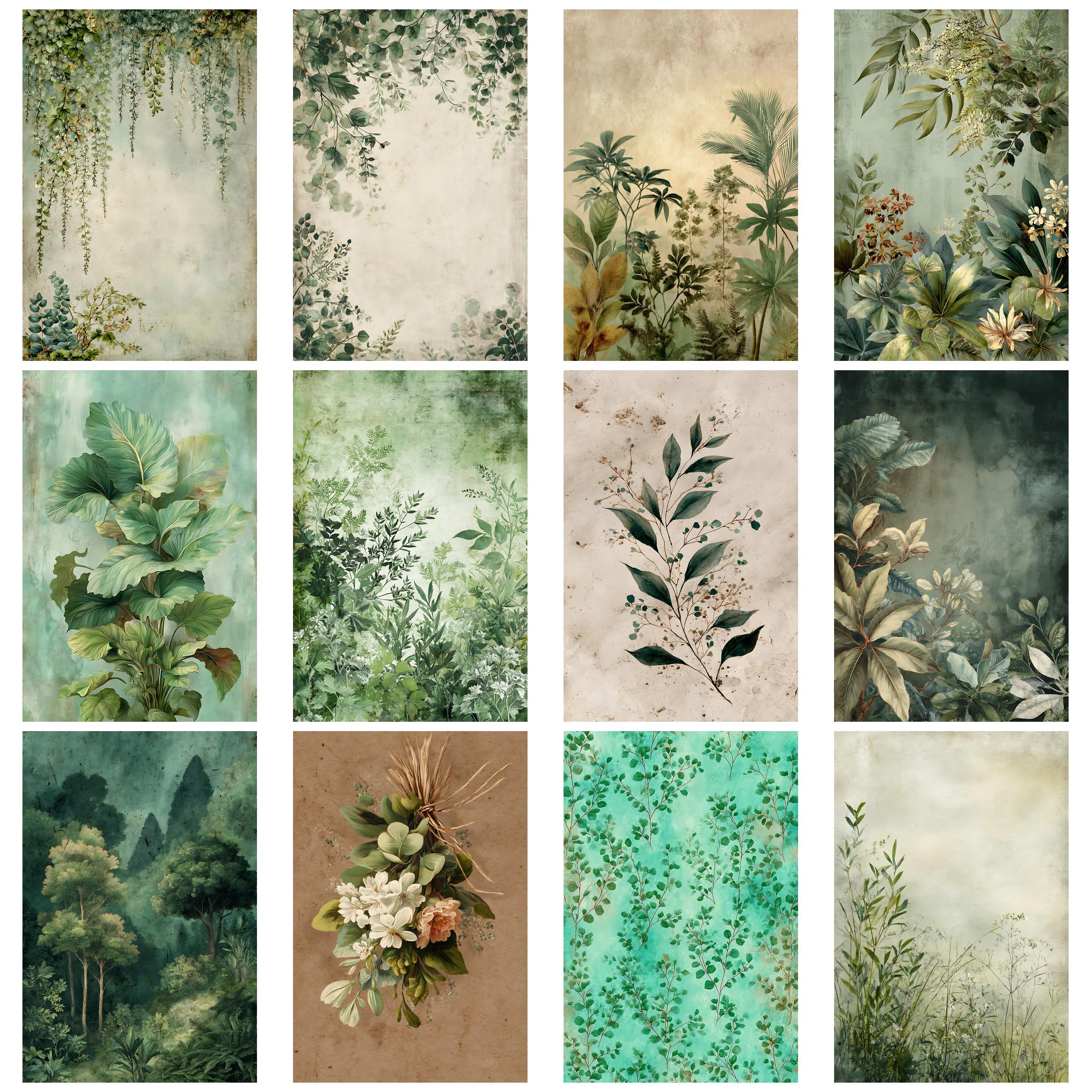 Greenery Botanical Junk Journal Kit Vintage Ephemera Papers Scrapbook ...