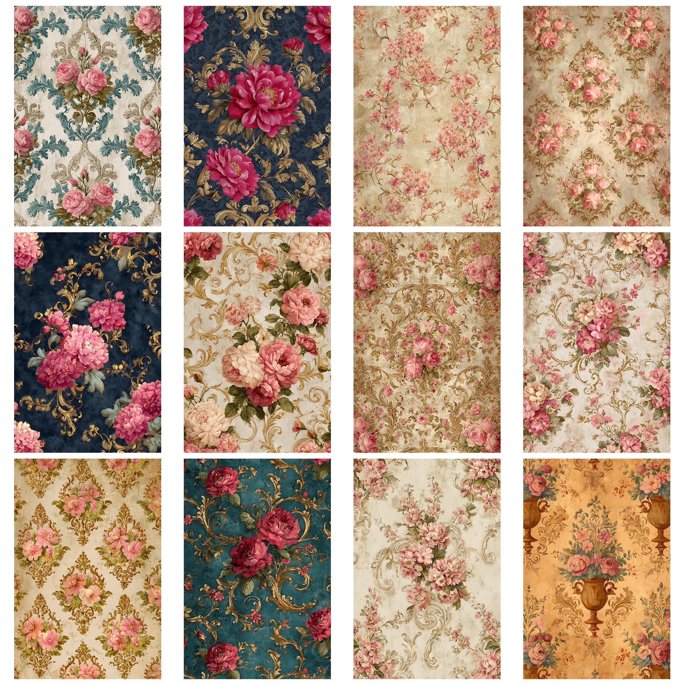 Victorian Floral Damask1 Vintage Junk Journal Kit Printable Papers ...