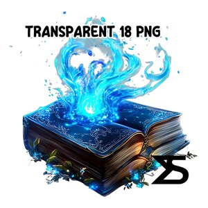 Imagen PNG de libro de hechizos de acuarela sobre fondo transparente, calcomanía digital/álbum de recortes, uso comercial, descarga digital instantánea imagen 10