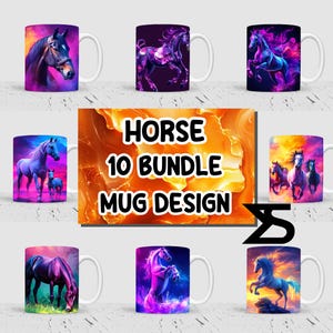 Horse Sublimation mug wrap Design Bundle, 11 oz & 15 oz mug design, Instant Digital Download, Commercial Use