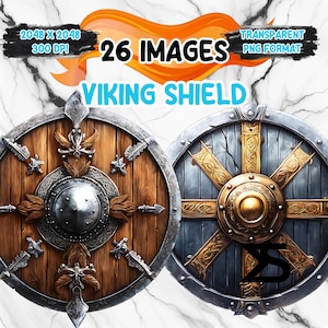 Watercolor Viking Shield PNG Image on transparent background, digital Sticker/Scrappbooking, commercial use, instant digital download