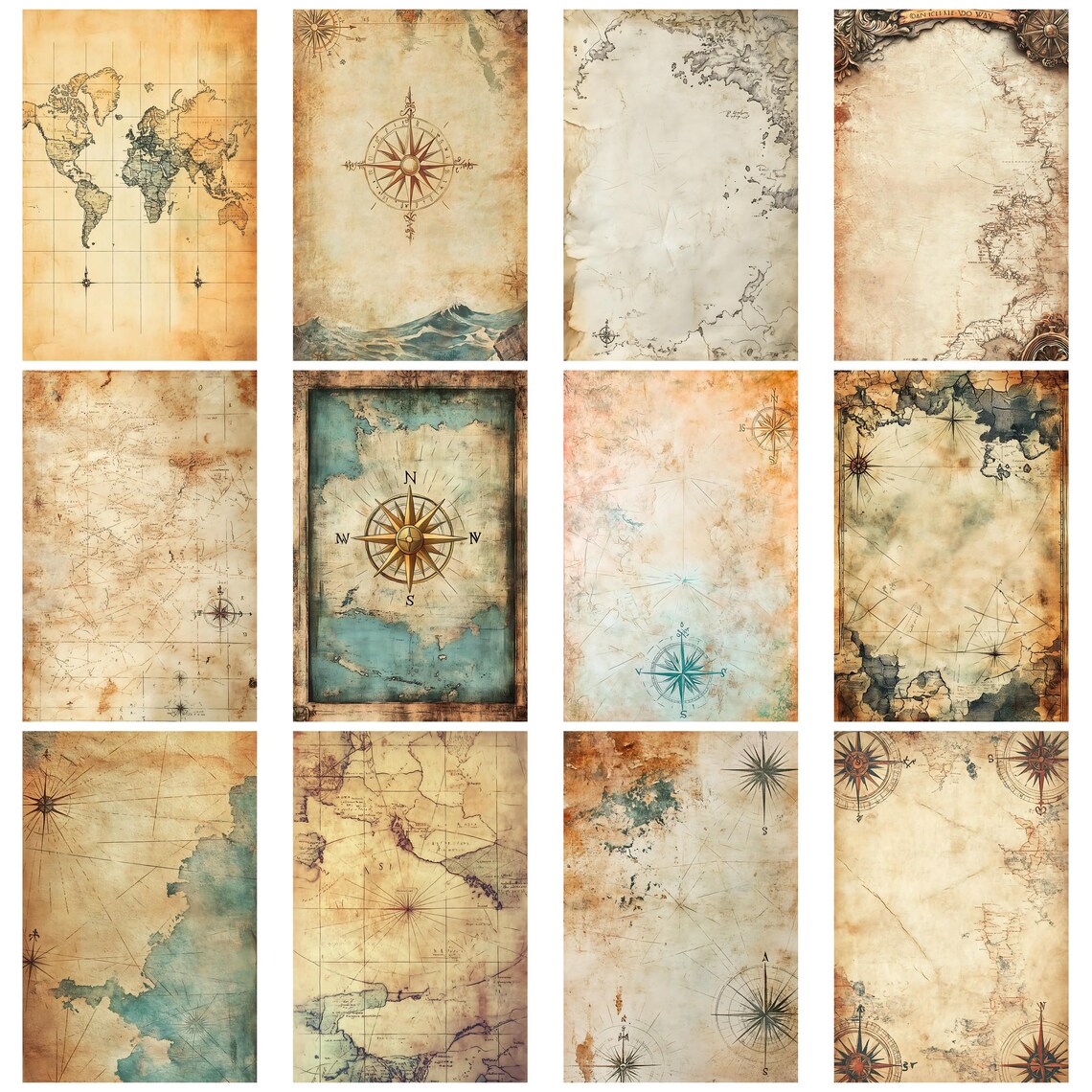 Ancient Maps Vintage Junk Journal Kit With Old World Map Ephemera ...