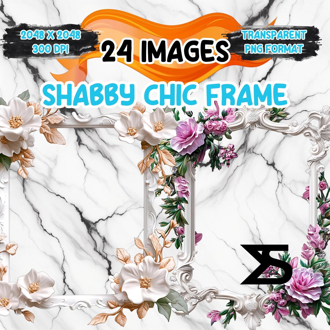 Watercolor Shabby Chic Frame PNG Image on Transparent Background ...