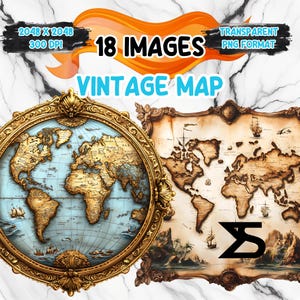 Aquarel vintage kaart PNG-afbeelding op transparante achtergrond, digitale sticker/scrapbooking, commercieel gebruik, instant digitale download
