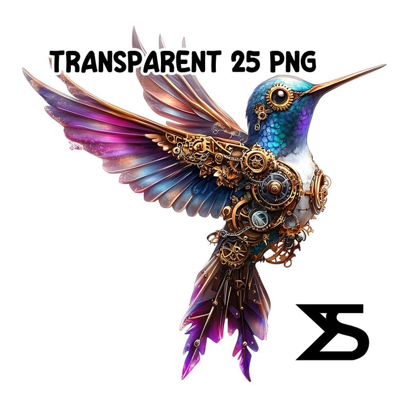 Watercolor Steampunk Hummingbird PNG Image on Transparent Background ...