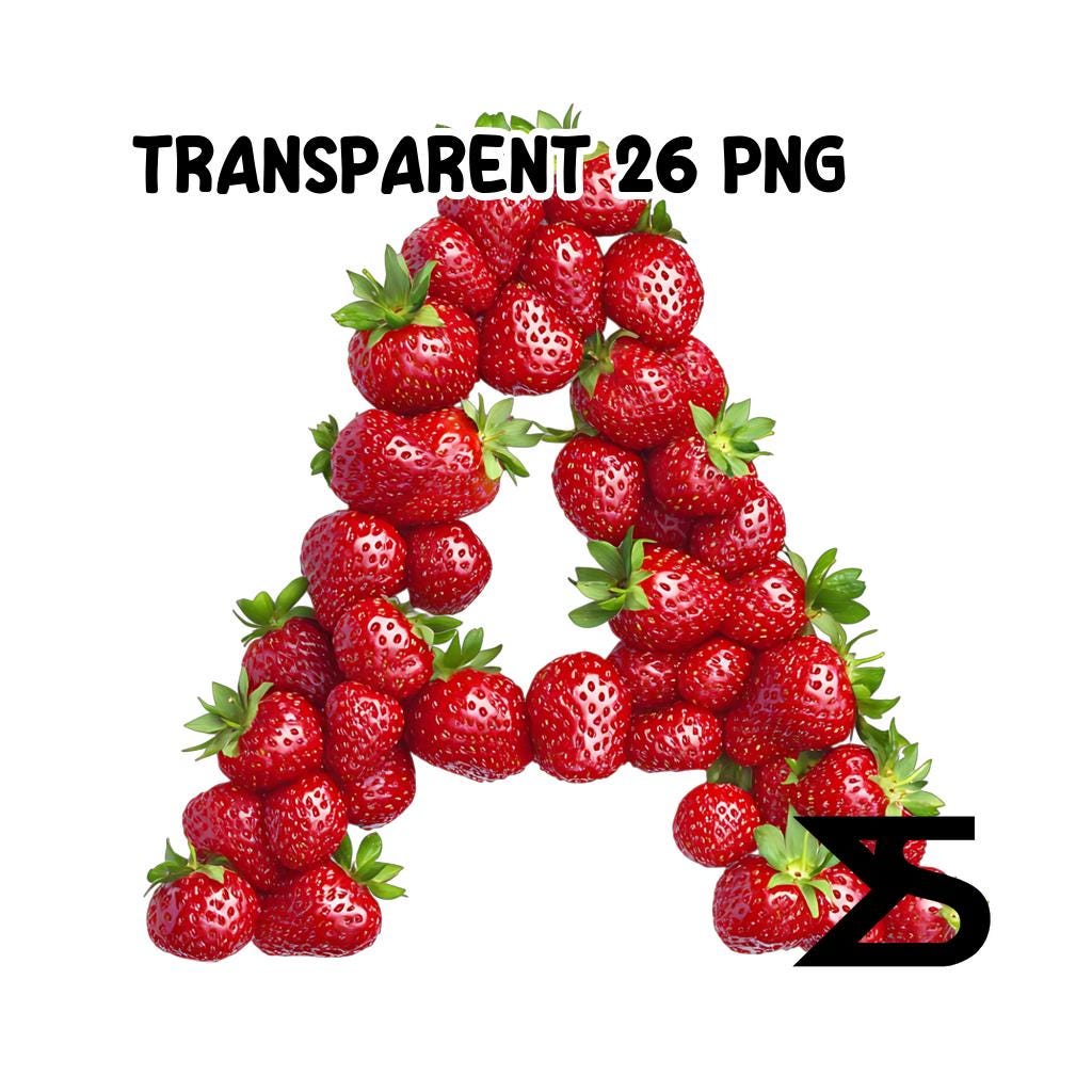 Watercolor Strawberry Alphabet PNG Image on Transparent Background ...