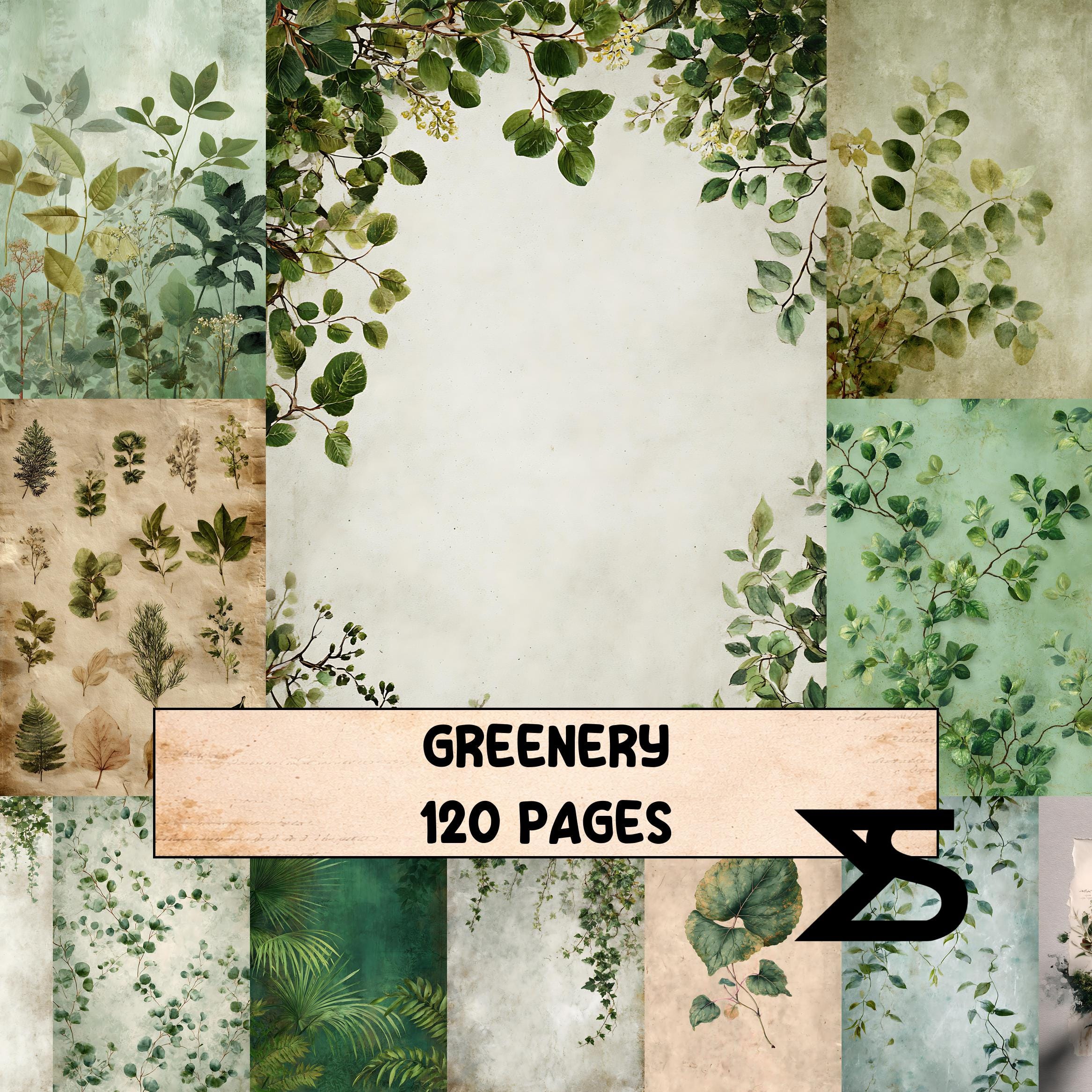 Greenery Botanical Junk Journal Kit Vintage Ephemera Papers Scrapbook ...