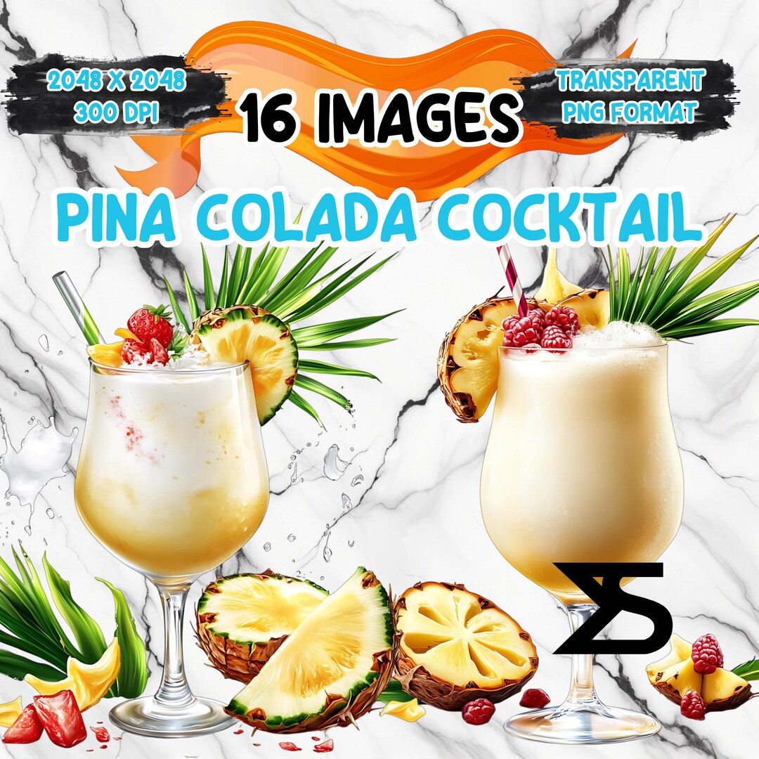 Watercolor Pina Colada Cocktail PNG Image on Transparent Background ...