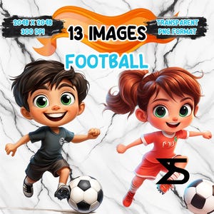 13 Clipart football aquarelle, clipart football dessin animé, lot de cliparts, usage commercial, téléchargement numérique, téléchargement immédiat