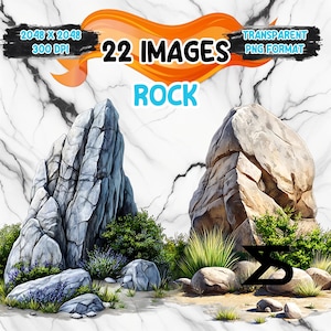 22 cliparts aquarelle rock, clipart rock PNG, lot de cliparts, usage commercial, téléchargement numérique, téléchargement immédiat