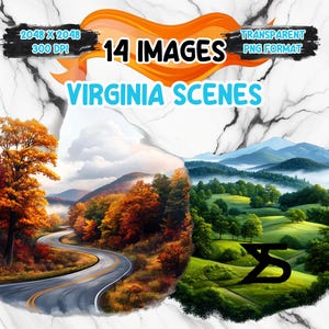 Watercolor Virginia scenes PNG Image, Virginia Clipart bundle, commercial use, digital download, instant download
