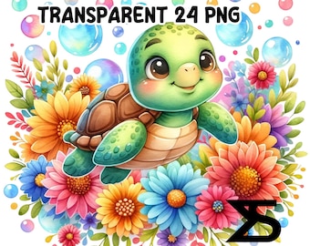 24 Baby Turtle PNG,turtle png, turtle sublimation,sea turtle png,clipart bundle, commercial use, digital download, instant download