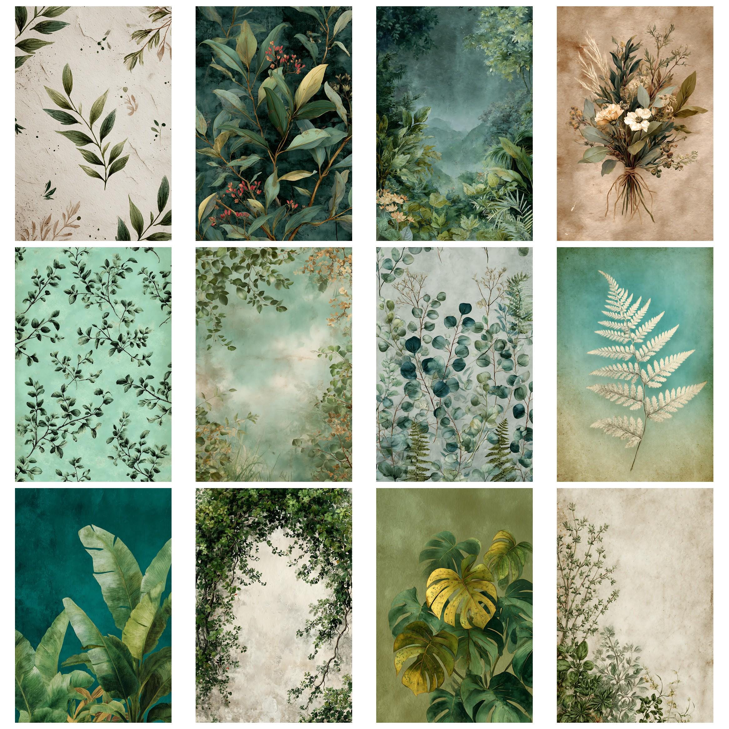 Greenery Botanical Junk Journal Kit Vintage Ephemera Papers Scrapbook ...