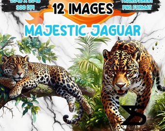 Watercolor Jaguar PNG Image, Jaguar Clipart bundle, commercial use, digital download, instant download