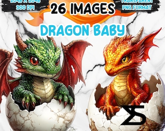 26 Watercolor Dragon Baby Clipart , Dragon Baby clipart png, Clipart bundle, commercial use, digital download, instant download