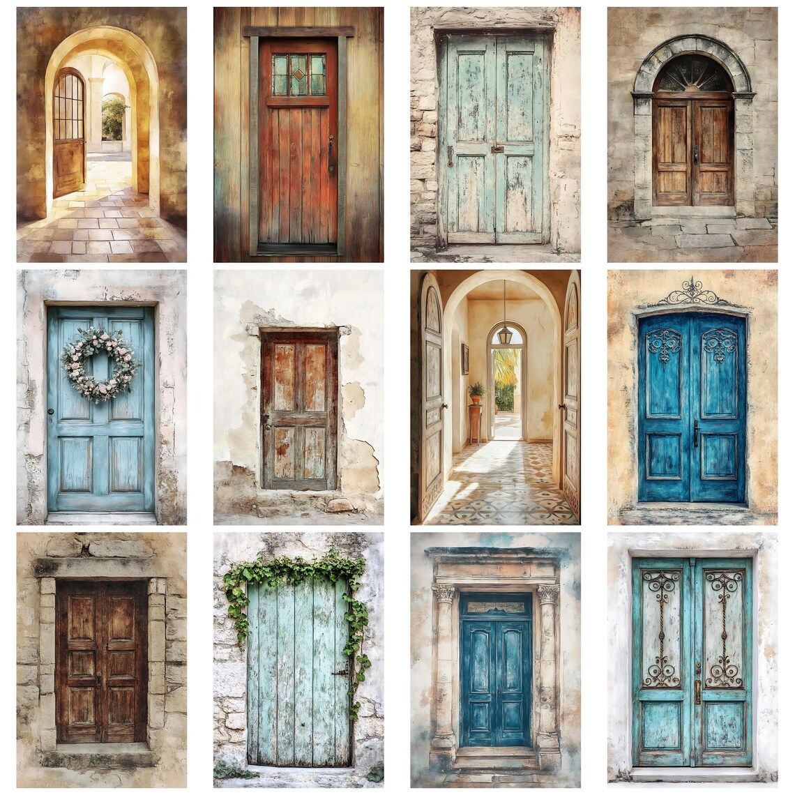 Rustic Vintage Doors Junk Journal Printable Ephemera Collage Papers ...