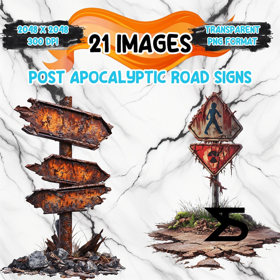 Street Sign Rust Post Apocalyptic Road Signs - Rusted Road Sign Clipart Pack for ...