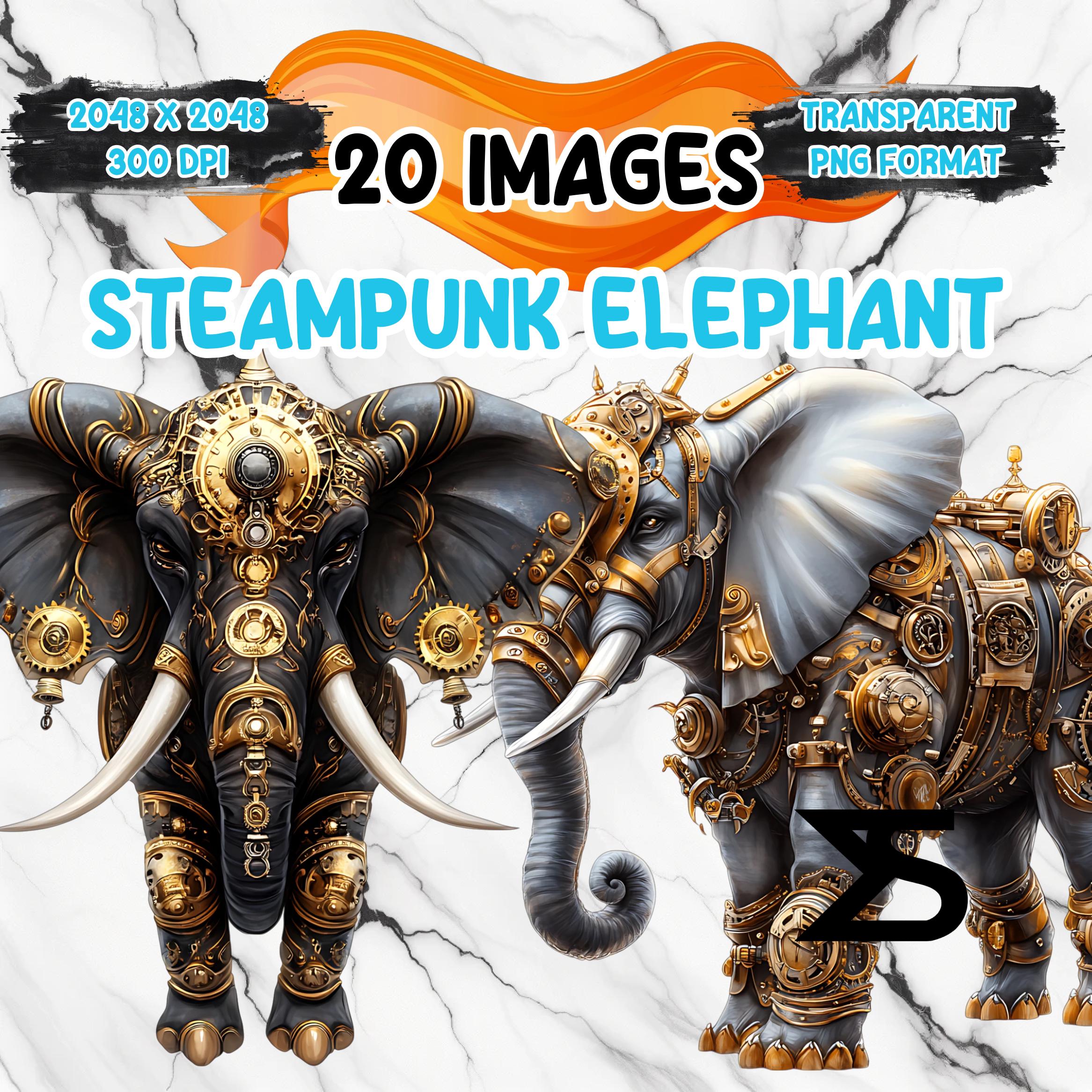 Watercolor Steampunk Elephant PNG Image on Transparent Background ...