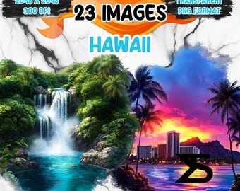 Watercolor Hawaii scenes, Hawaii Clipart bundle, commercial use, digital download, instant download