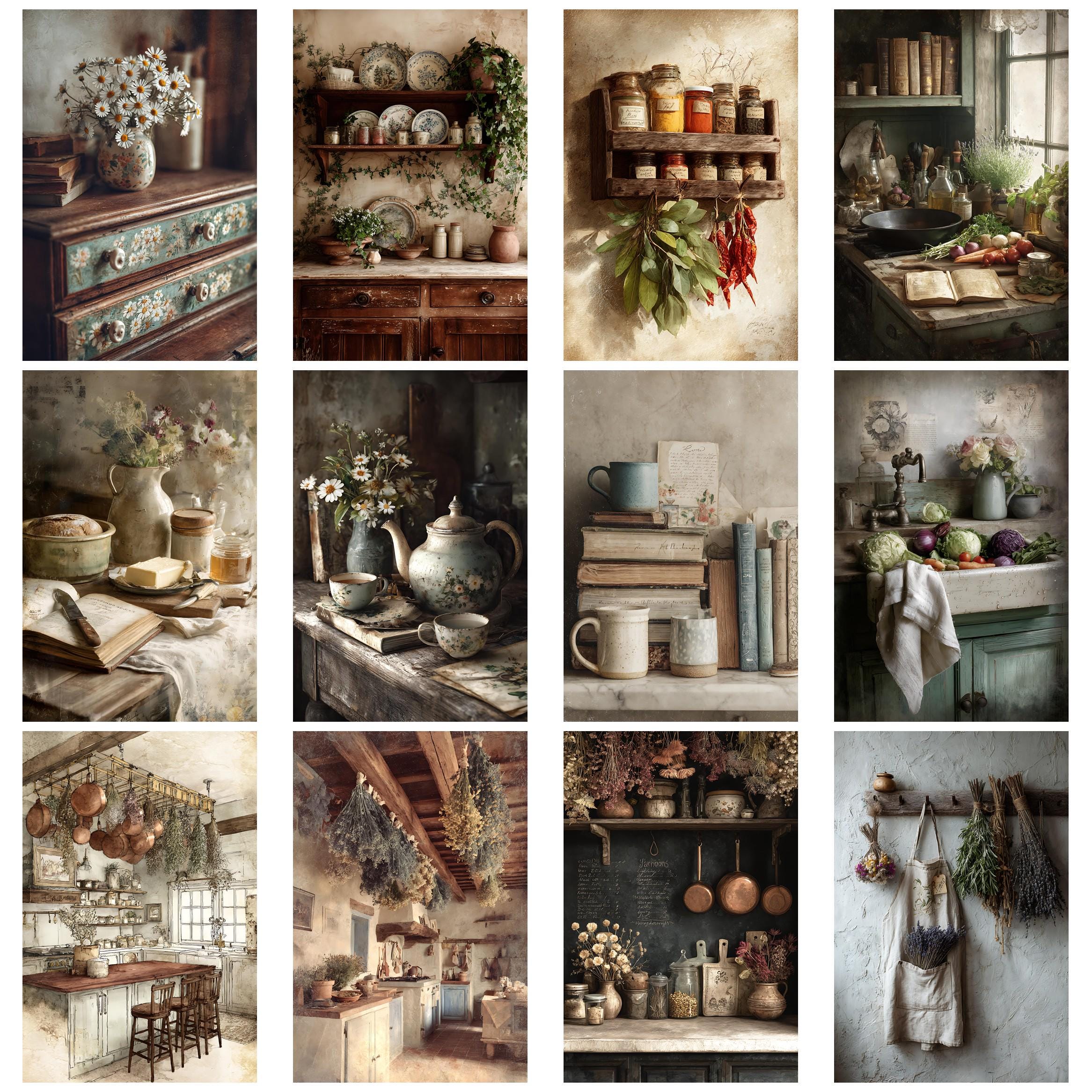 Farmhouse Kitchen Junk Journal Ephemera Kit Vintage Recipe Cards Rustic ...