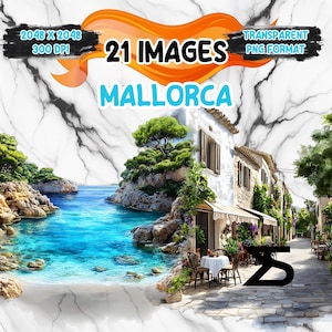 21 aquarel Mallorca clipart, Mallorca clipart PNG, clipart bundel, commercieel gebruik, digitale download, instant download