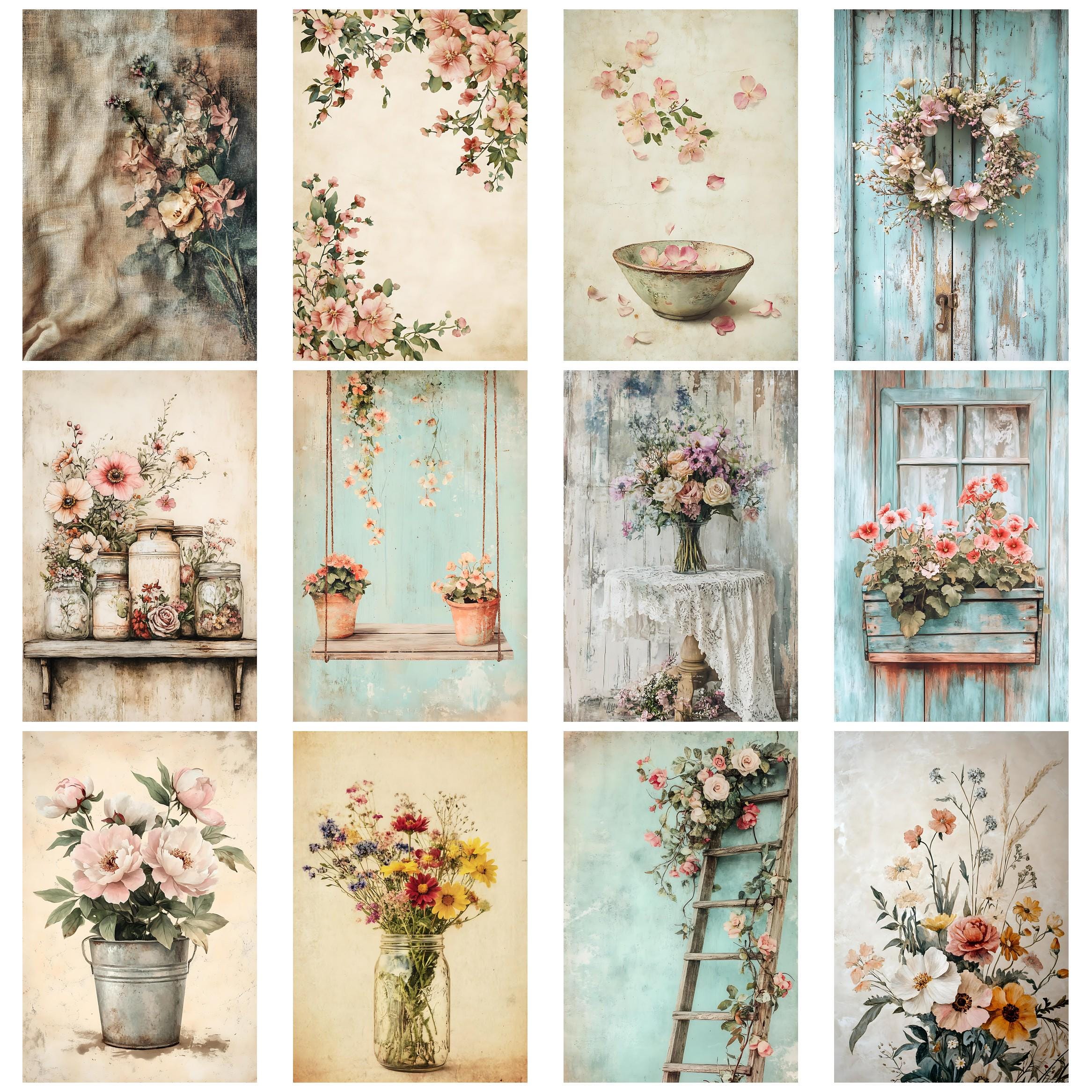 Rustic Farmhouse Florals Junk Journal Kit With Vintage Ephemera ...