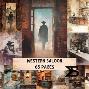 Western Saloon vintage junk journal set mit ephemera papiere fur collage scrapbooking planer printable papiere zum mixed media basteln