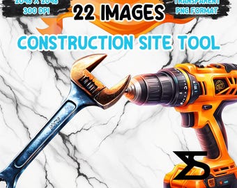 Watercolor Construction Site Tool PNG Image on transparent background, digital Sticker/Scrappbooking, commercial use,